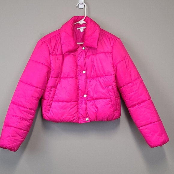 Bar III Pink Cropped Puffer Jacket size L - Picture 3 of 8